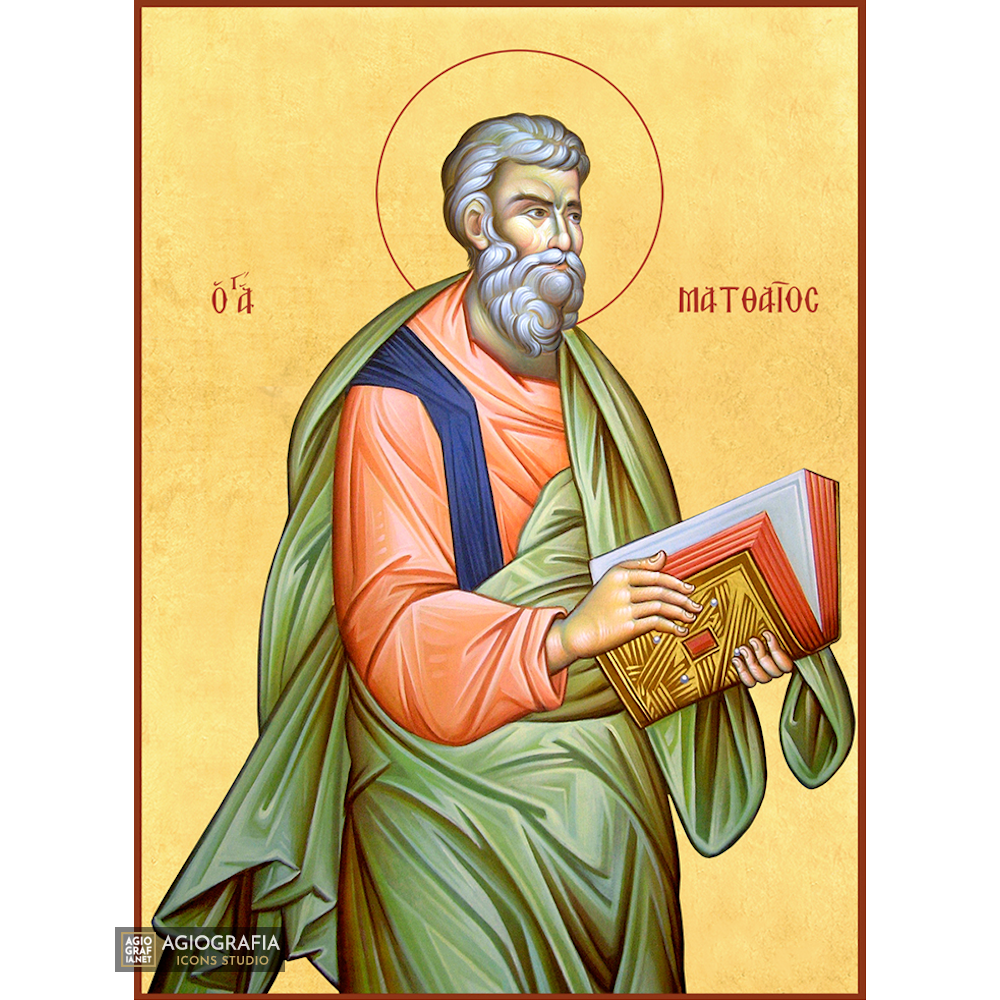 22k St Apostle Matthew - Gold Leaf Background Greek Orthodox Icon