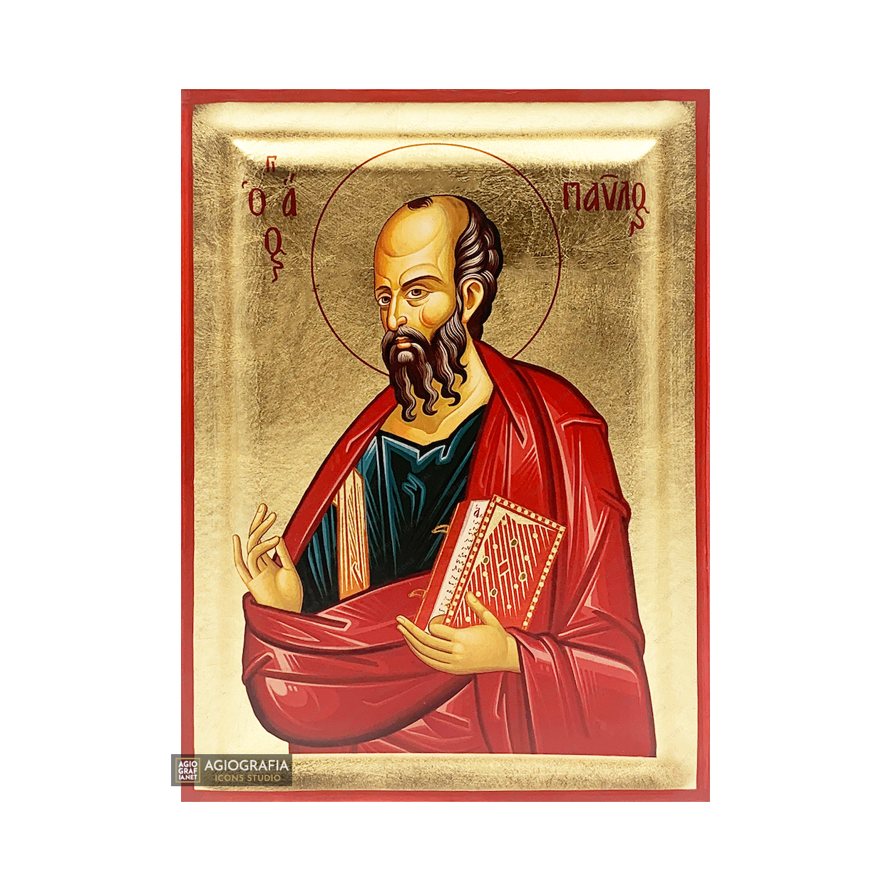 St Apostle Paul Greek Orthodox Wood Icon with Gold Leaf