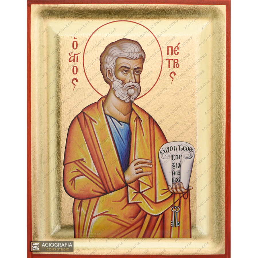 Santo Apostolo Pietro icona greca ortodossa su legno a foglia d'oro