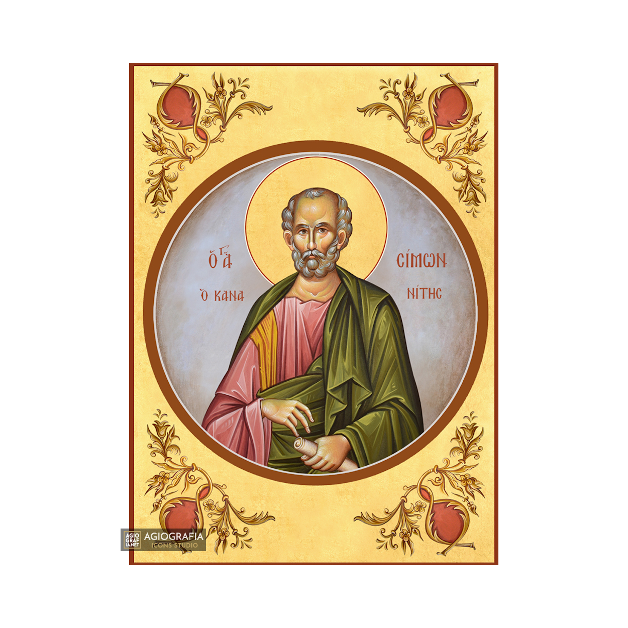 22k St Apostle Simon - Gold Leaf Background Christian Orthodox Icon