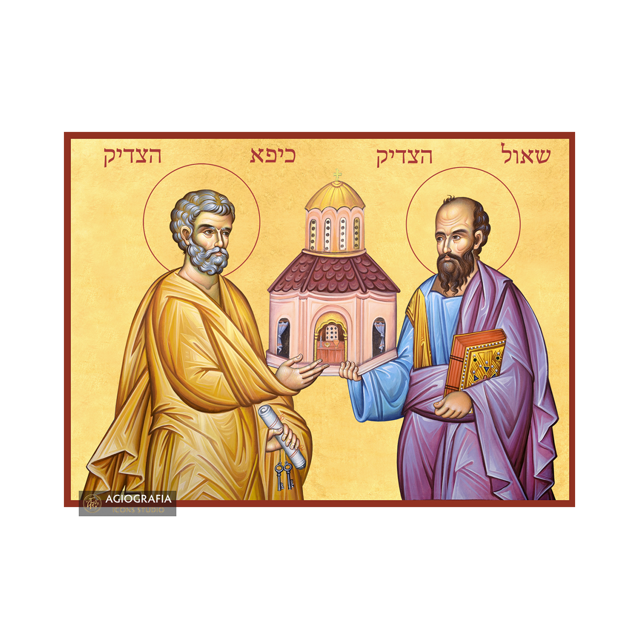 22k Sts Apostles Peter and Paul (Hebrew Letters) Gold Leaf Icon