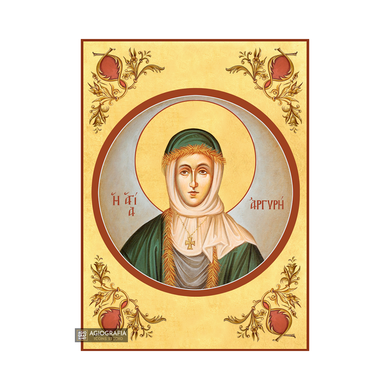 22k St Argiri - Gold Leaf Background Christian Orthodox Icon