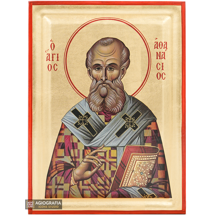 Heiliger Athanasius der Große orthodoxe Ikone mit Goldblättern