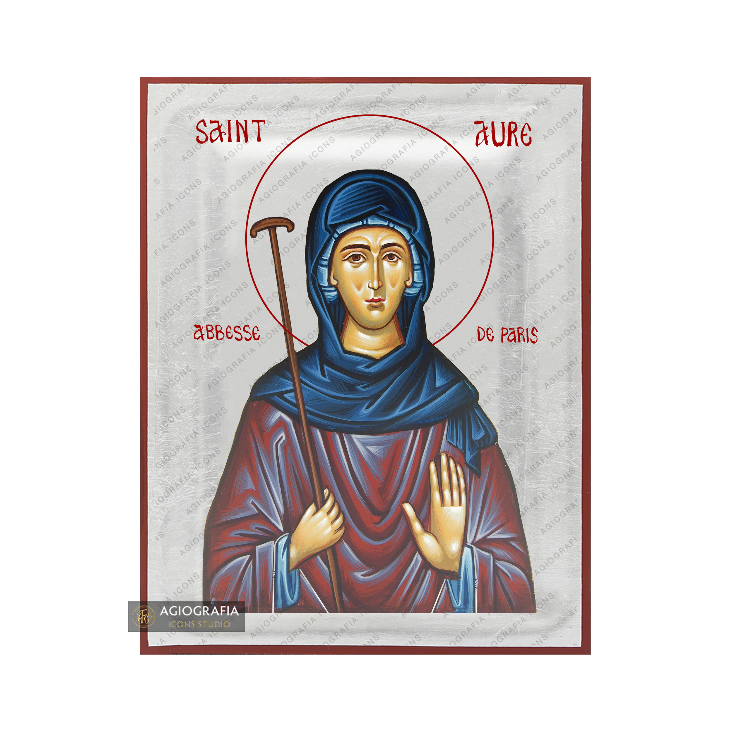 Exclusive Saint Aure (Aurea) Icon with Pure Silver Leaves