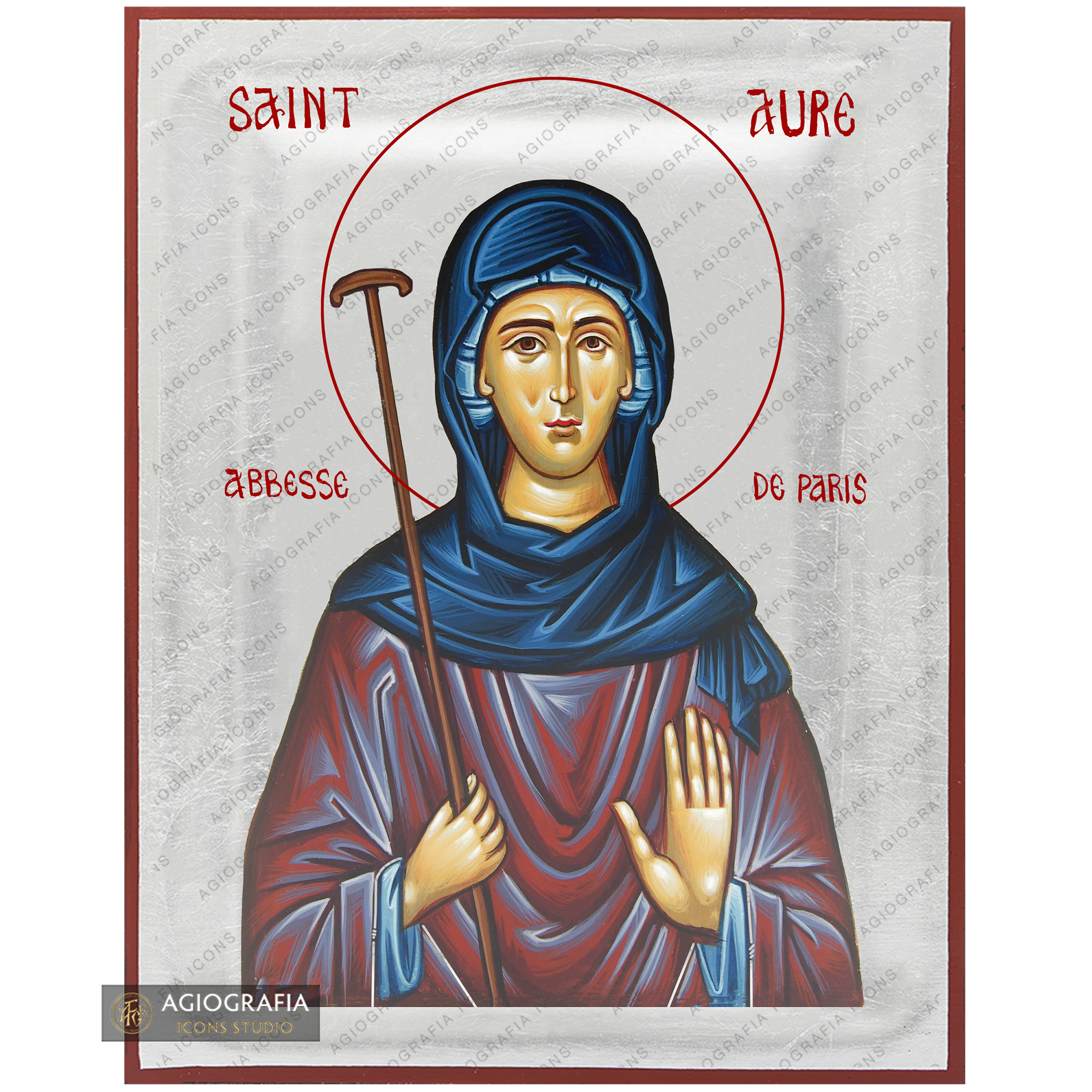 Exclusive Saint Aure (Aurea) Icon with Pure Silver Leaves