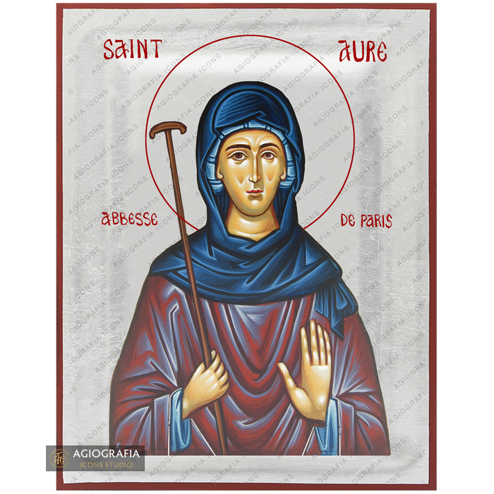 Exclusive Saint Aure (Aurea) Icon with Pure Silver Leaves