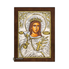 Saint Barbara Christian Orthodox Silver Plated Icon on Wood