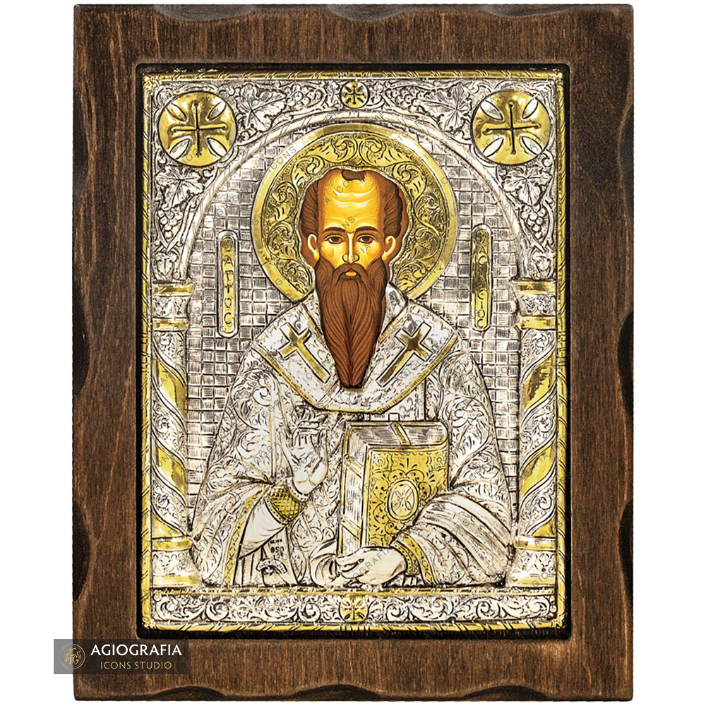 Saint Basil the Great Pure Silver and 24k Gold Plated Icon – Agiografia ...