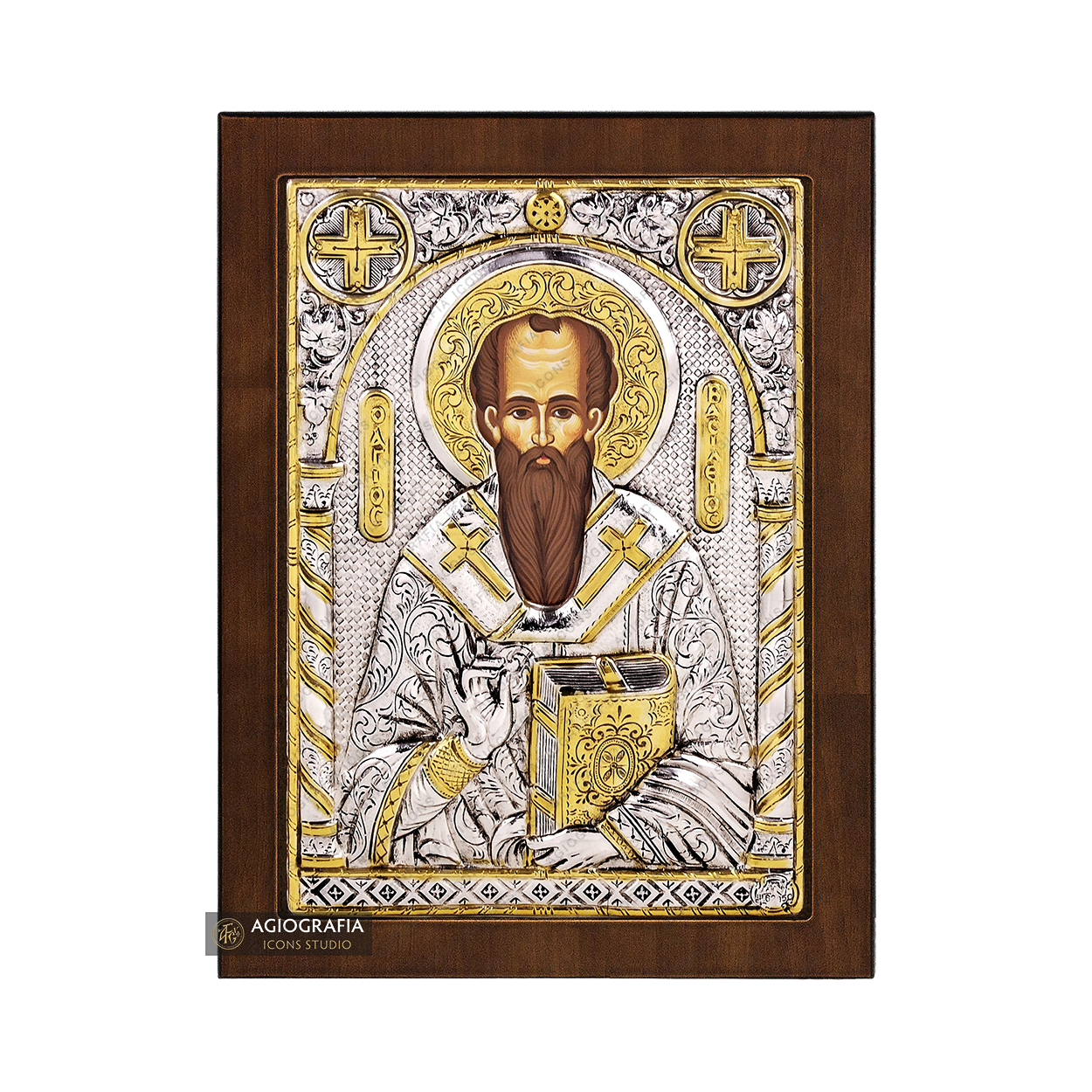 Saint Basil Christian Orthodox Silver Plated Icon