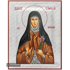 Exclusive St Camilla of Auxere Icon with Pure Silver Leaves