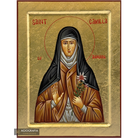 Saint Camille Handwritten Orthodox Icon with Gold Leaves