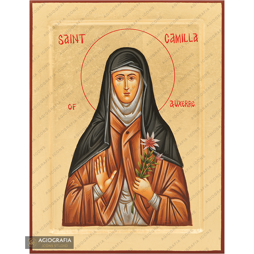 Saint Camille Handwritten Orthodox Icon with Gold Leaves