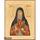 Saint Camille Handwritten Orthodox Icon with Gold Leaves