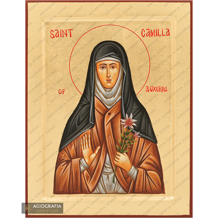 Santa Camilla icona ortodossa dipinta a mano a foglia d'oro