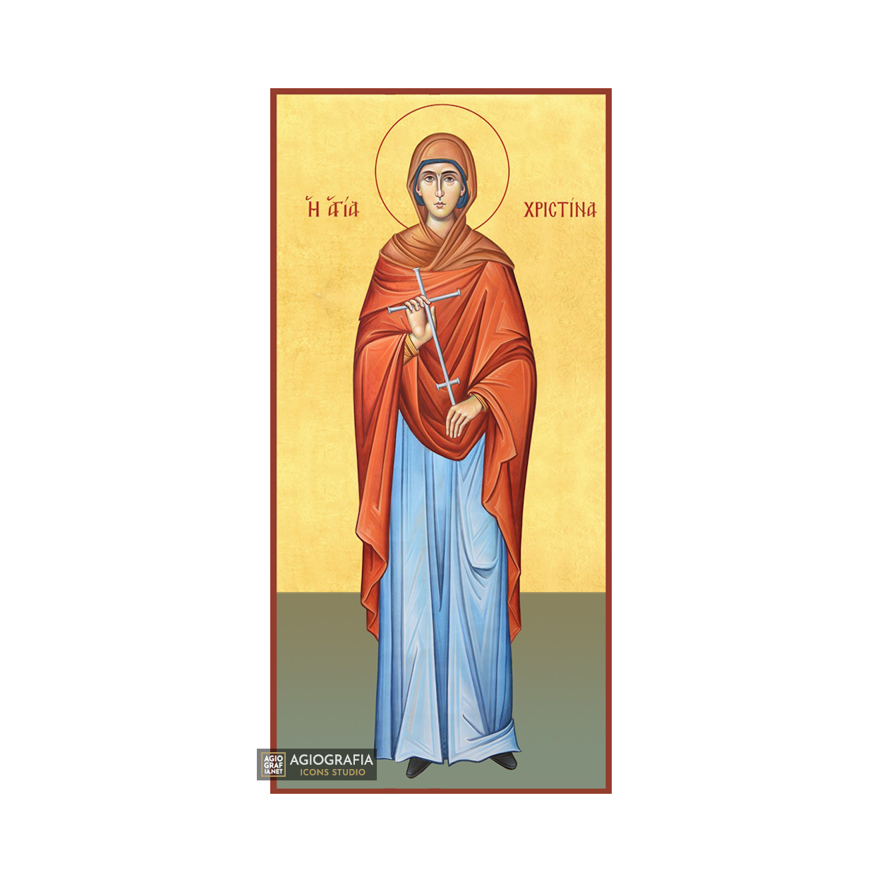 22k St Christina - Gold Leaf Background Christian Orthodox Icon