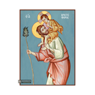 St Christopher Greek Christian Icon with Blue Background