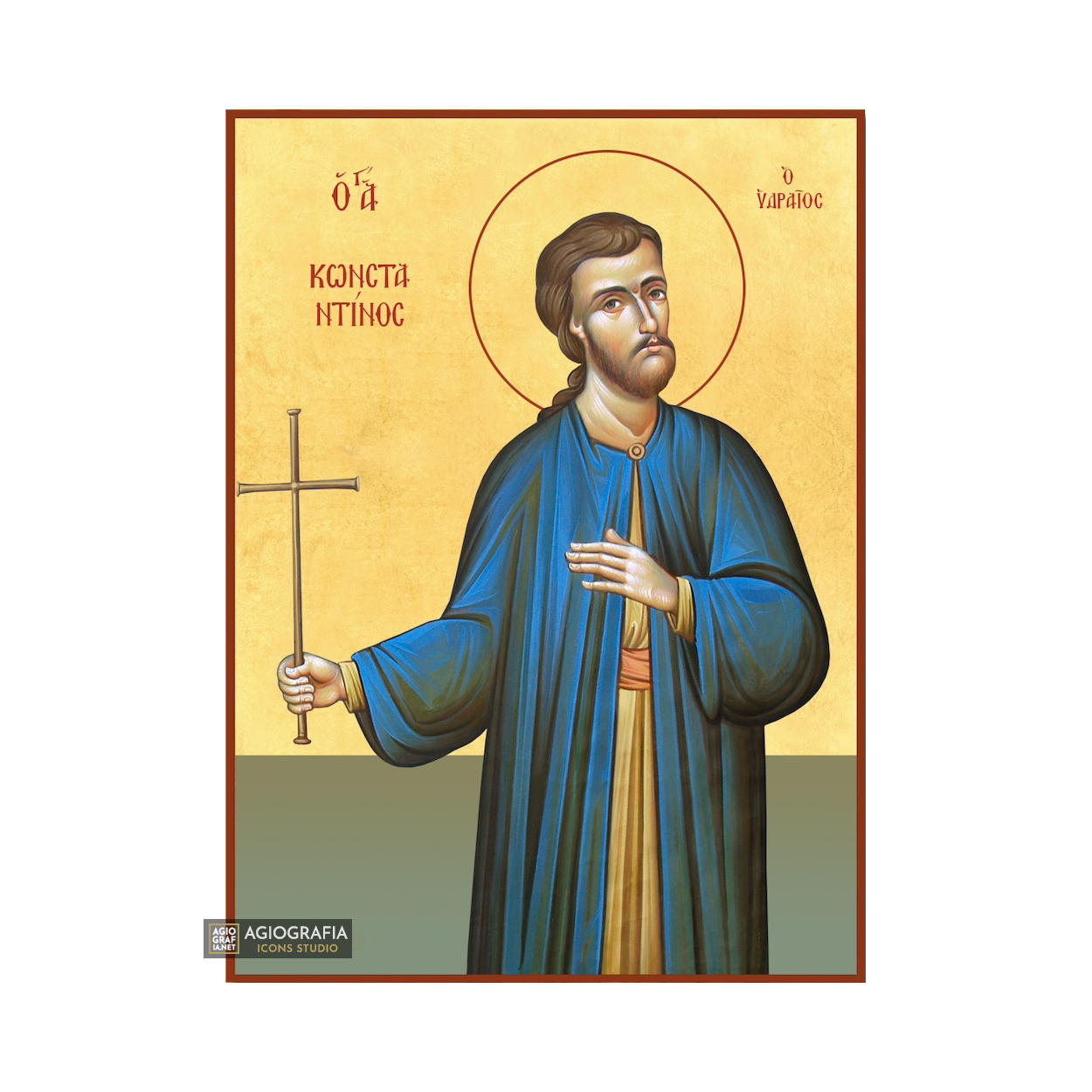 22k St Constantine of Hydra Gold Leaf Christian Greek Icon