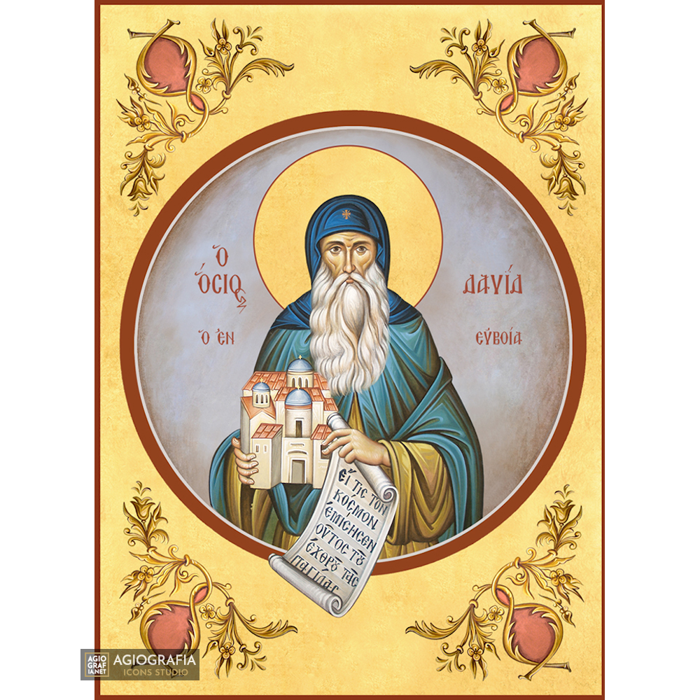 22k St David of Evia - Gold Leaf Background Christian Orthodox Icon