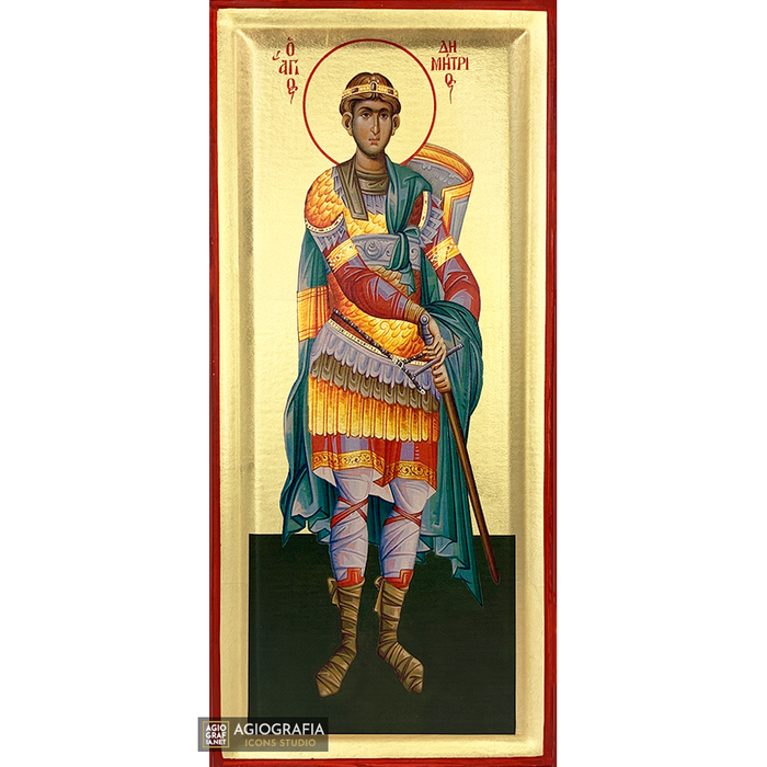 Heiliger Demetrios byzantinisch-orthodoxe Holzikone mit Blattgold