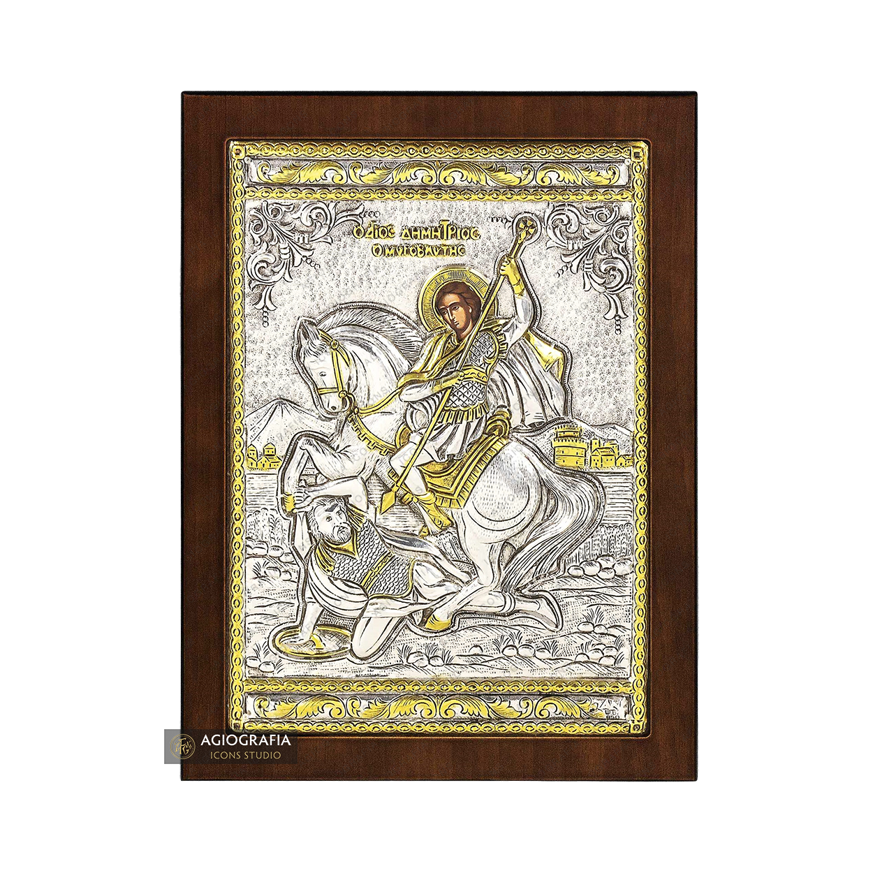 Saint Demetrius Christian Orthodox Silver Plated Icon
