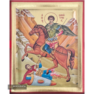Saint Demetrius Greek Orthodox Christian Icon on Wood with Gold Leaf