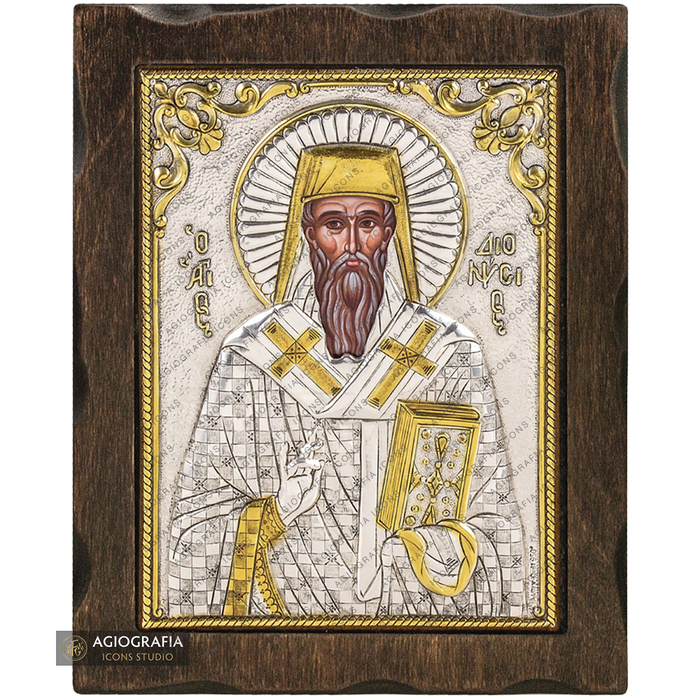 Saint Dionisius the Areopagite Pure Silver and 24k Gold Plated Icon