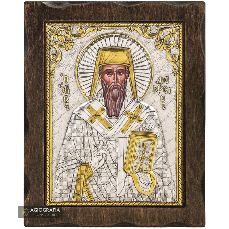 Saint Dionisius the Areopagite Pure Silver and 24k Gold Plated Icon