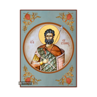 St Efstathios Greek Orthodox Icon with Blue Background