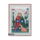 Visitation of Virgin Mary and St Elizabeth (Embrace) with Pure Silver Leaves