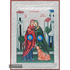 Visitation of Virgin Mary and St Elizabeth (Embrace) with Pure Silver Leaves
