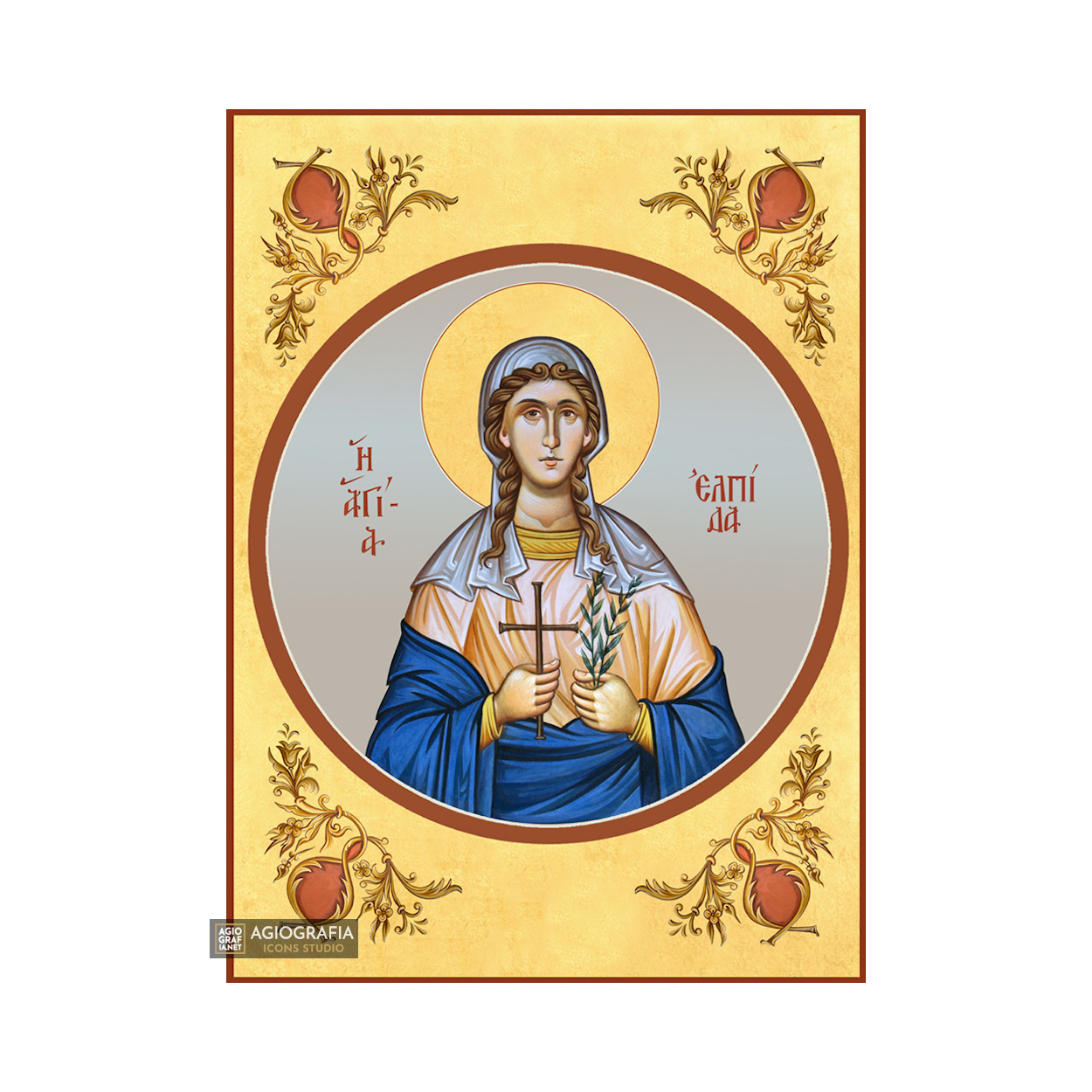 22k St Elpida - Gold Leaf Background Christian Orthodox Icon