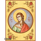 22k Saint Ermioni Christian Orthodox Icon with Gold Leaf Background