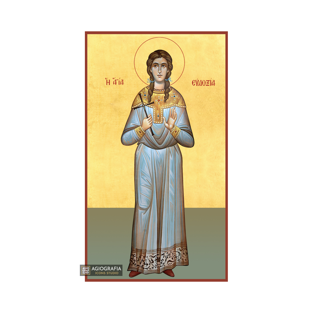 22k St Evdoxia - Gold Leaf Background Christian Orthodox Icon