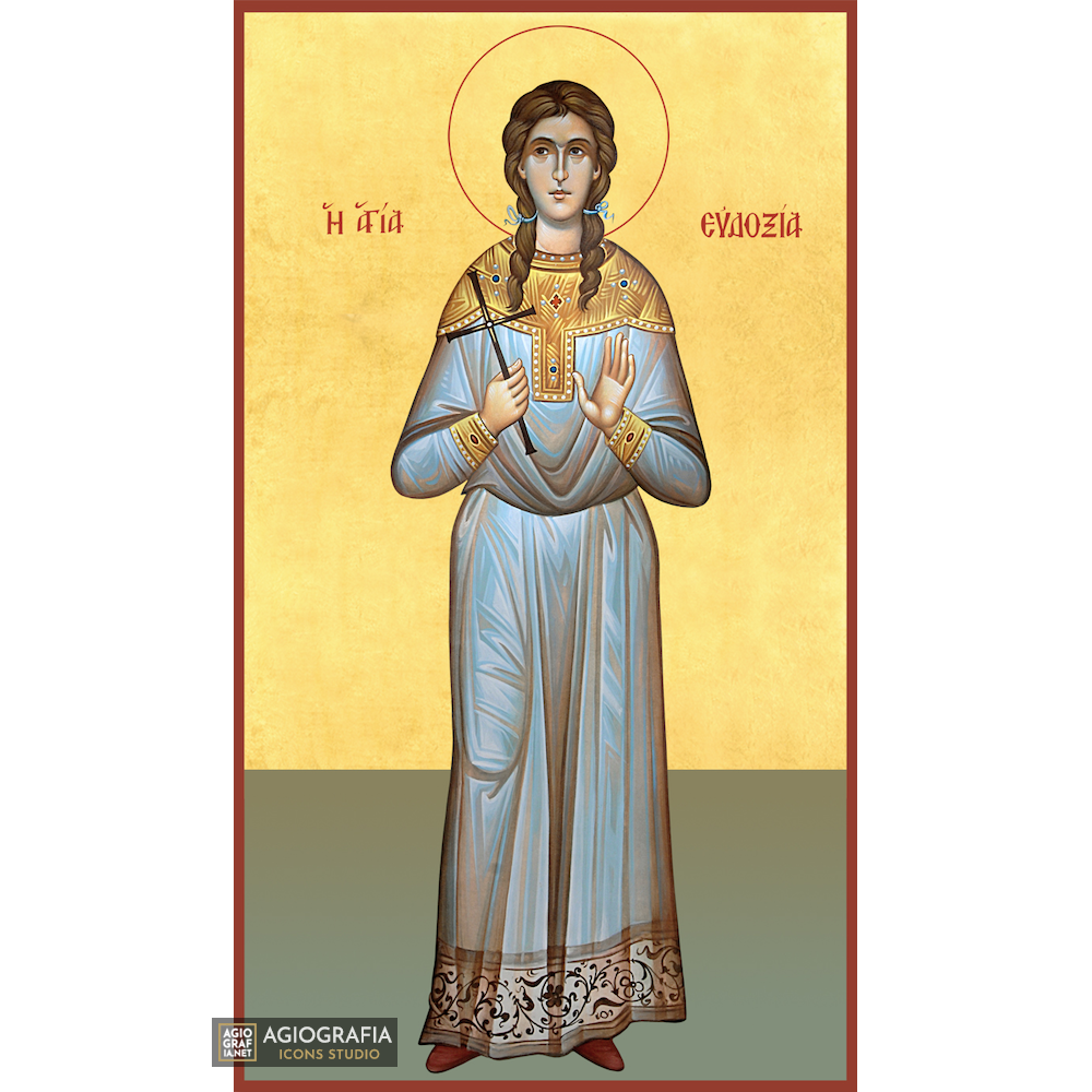 22k St Evdoxia - Gold Leaf Background Christian Orthodox Icon