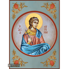 St Evgenia Greek Orthodox Icon with Blue Background