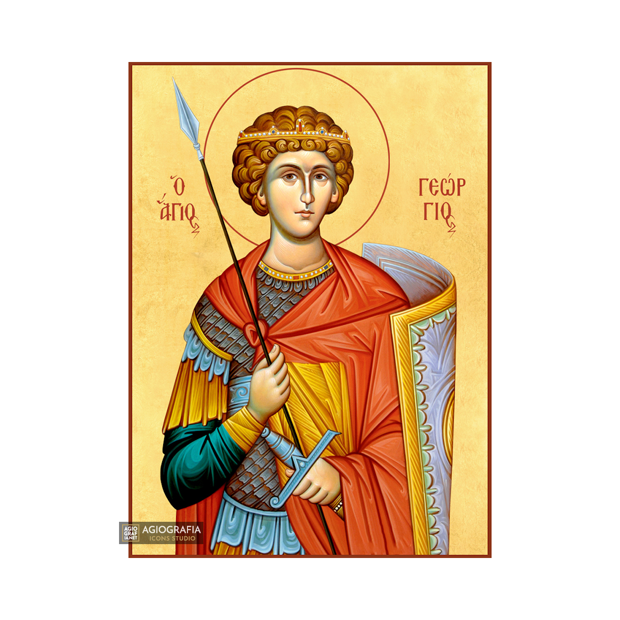 22k St George - Gold Leaf Background Christian Orthodox Icon