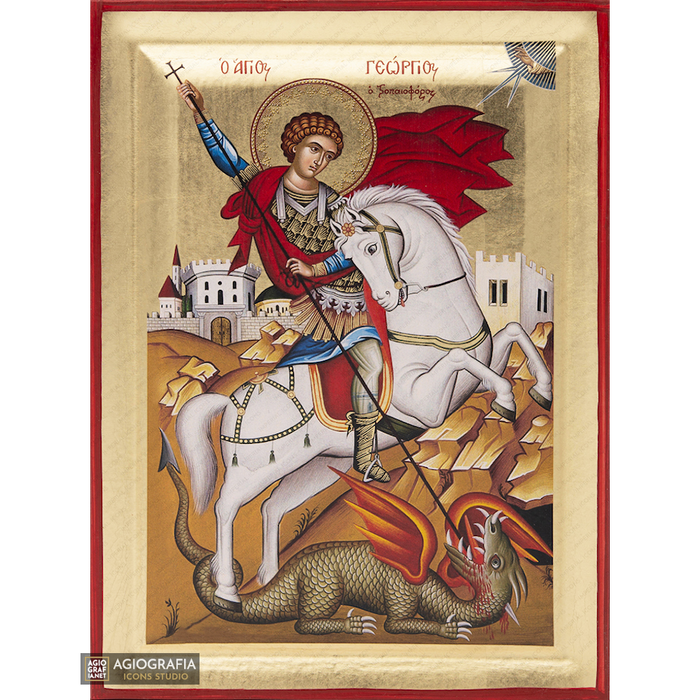 Heiliger Georg griechisch-orthodoxe christliche Ikone auf Holz mit Blattgold
