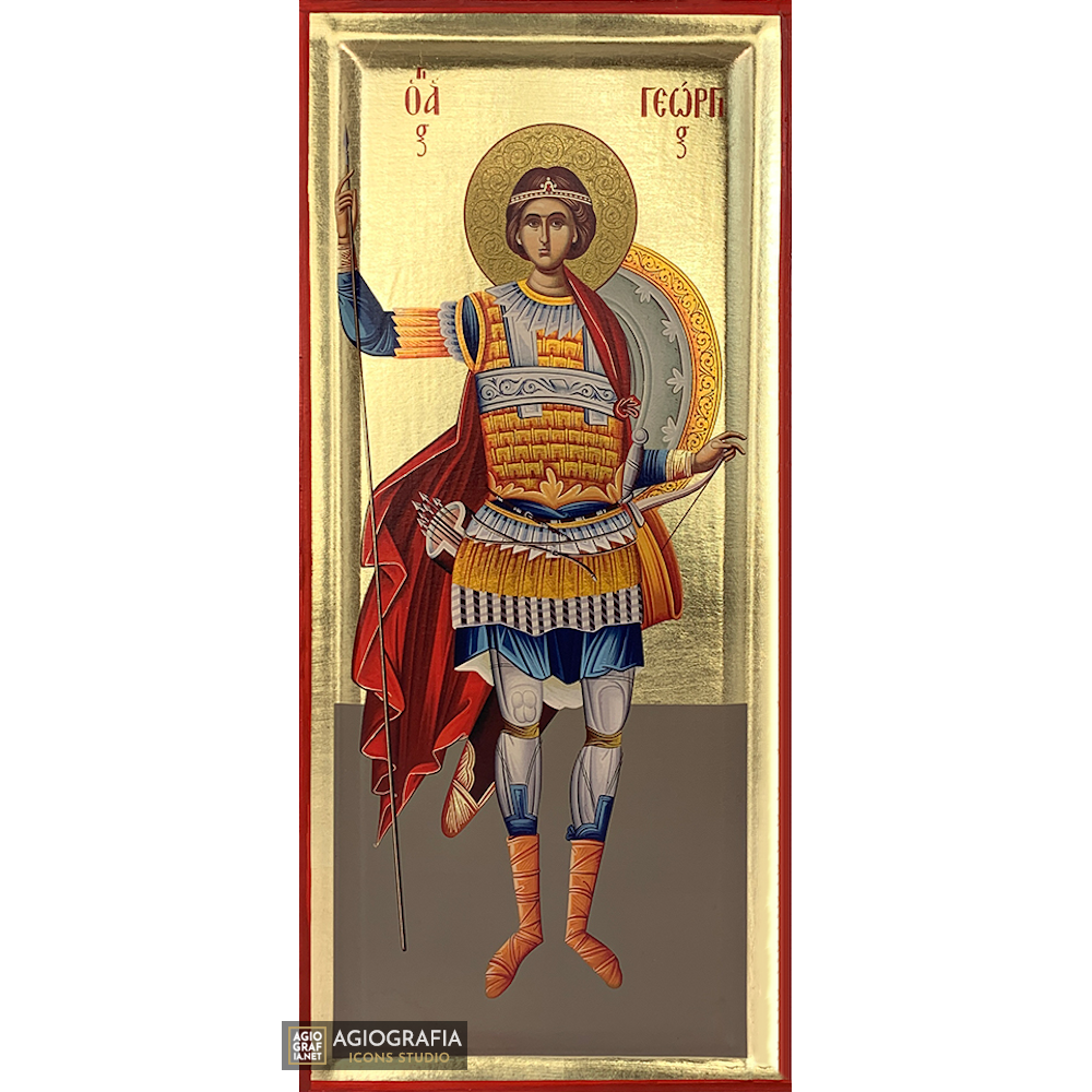 Saint Georges icône byzantine orthodoxe sur bois à la feuille d'or