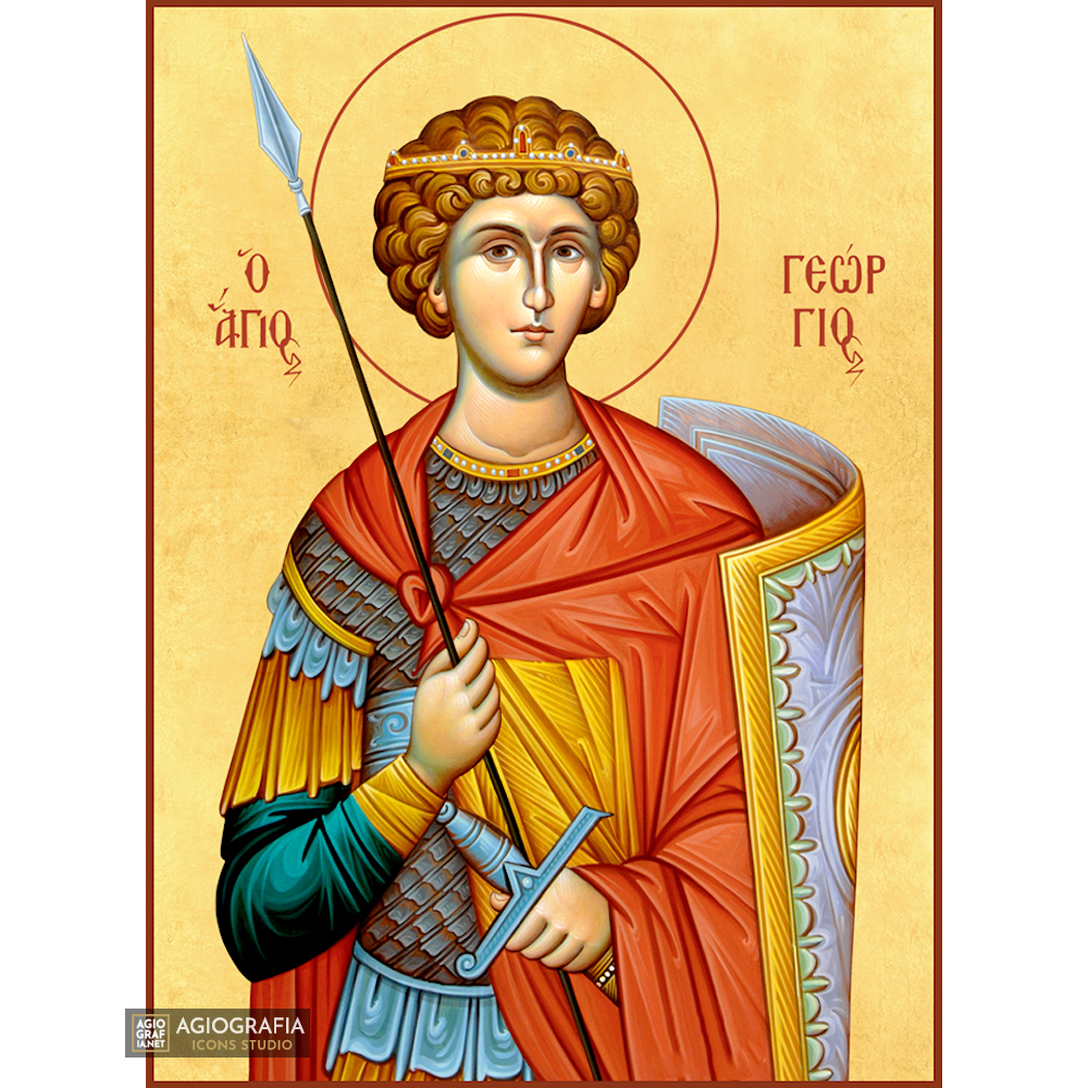 22k St George - Gold Leaf Background Christian Orthodox Icon