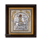 Saint George Framed Silver Gold Plated Wood Icon