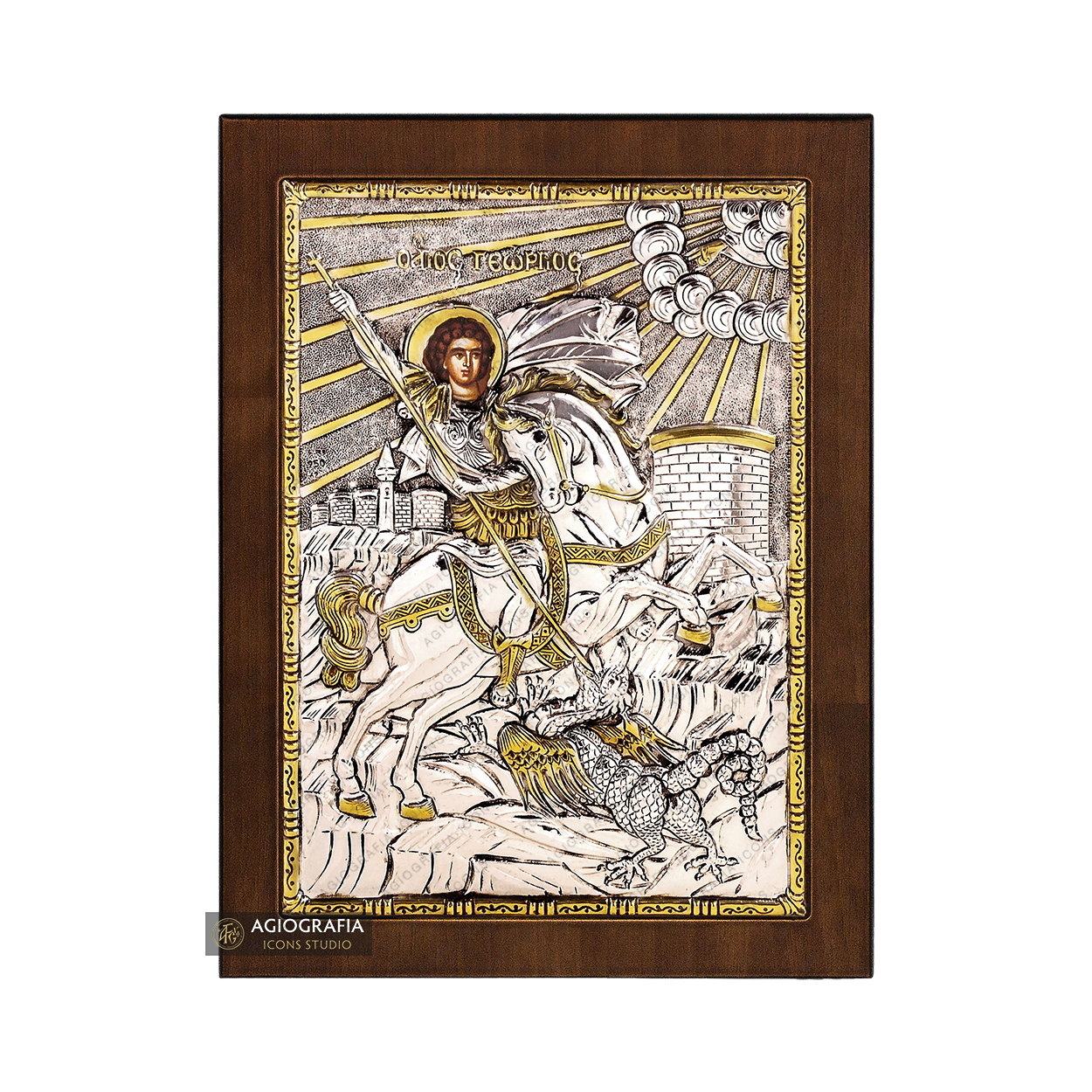 Saint George the Great Martyr Orthodox Silver Plated Icon