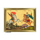 22k Saints George & Demetrius Framed Orthodox Icon with Gold Leaf