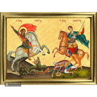 22k Saints George & Demetrius Framed Orthodox Icon with Gold Leaf