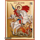 St George (Serbian Letters) Serbian Icon on Wood with Gold Leaf