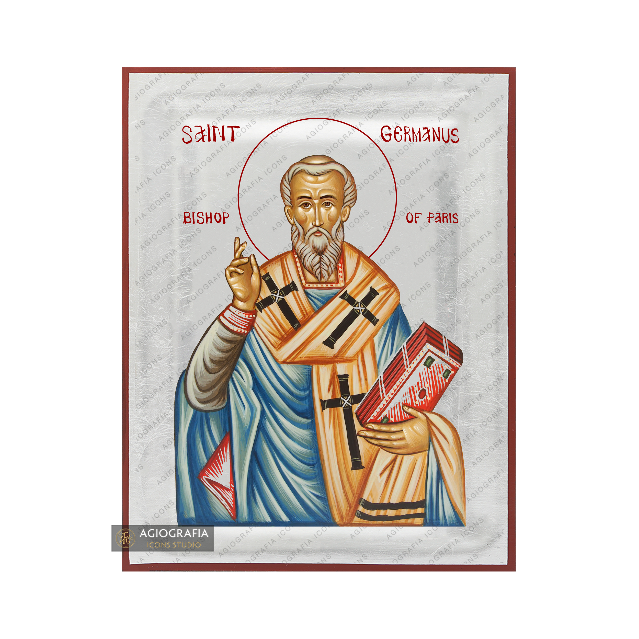 Exclusive St Germanus Icon with Pure Silver Leaves