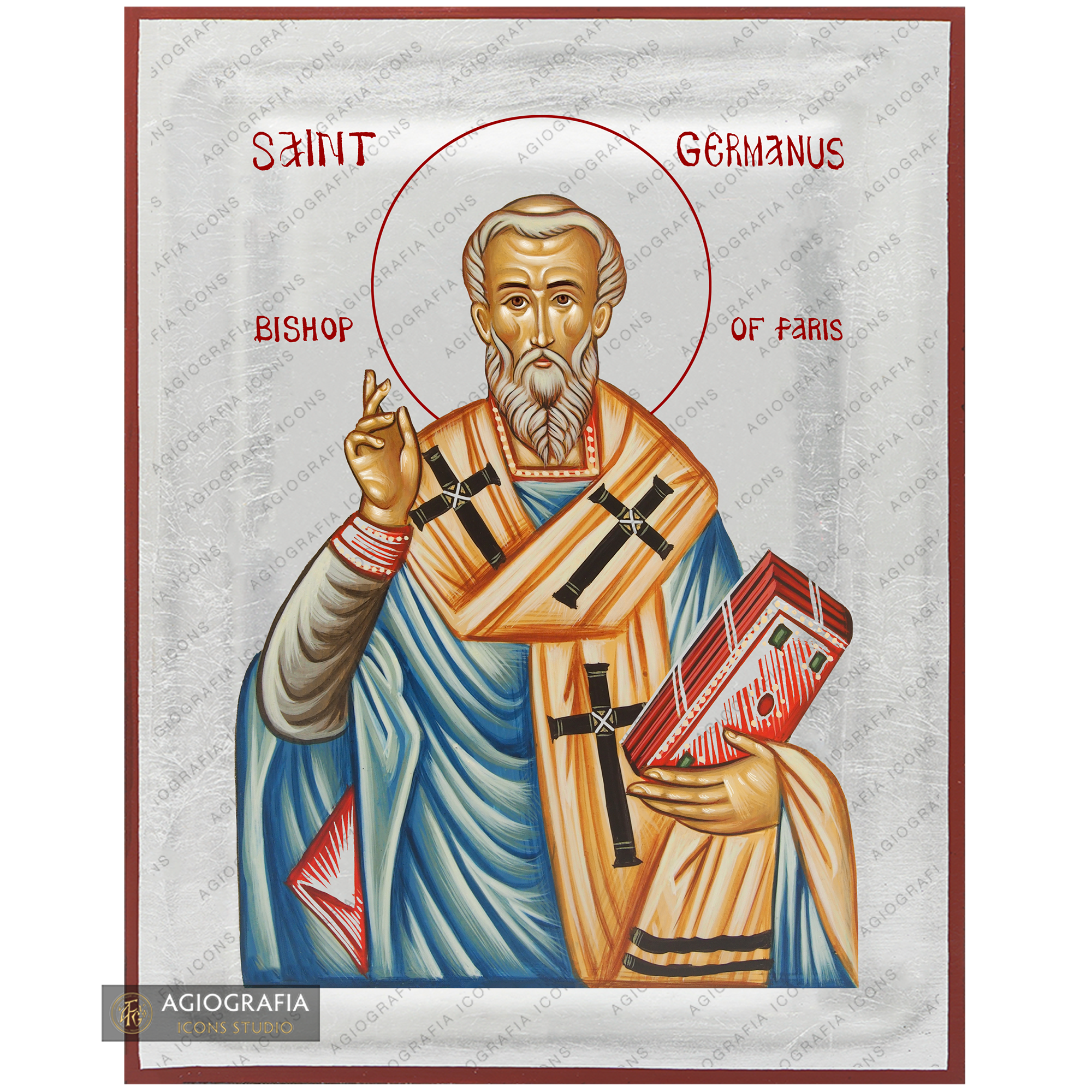 Exclusive St Germanus Icon with Pure Silver Leaves