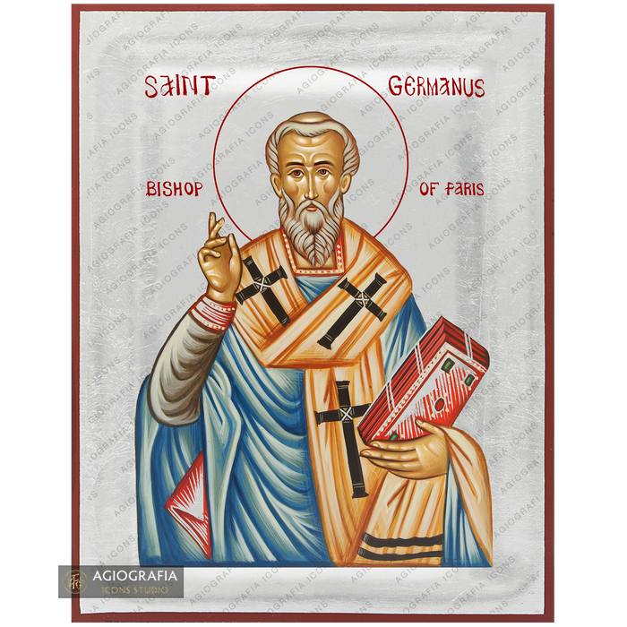 Exclusive St Germanus Icon with Pure Silver Leaves