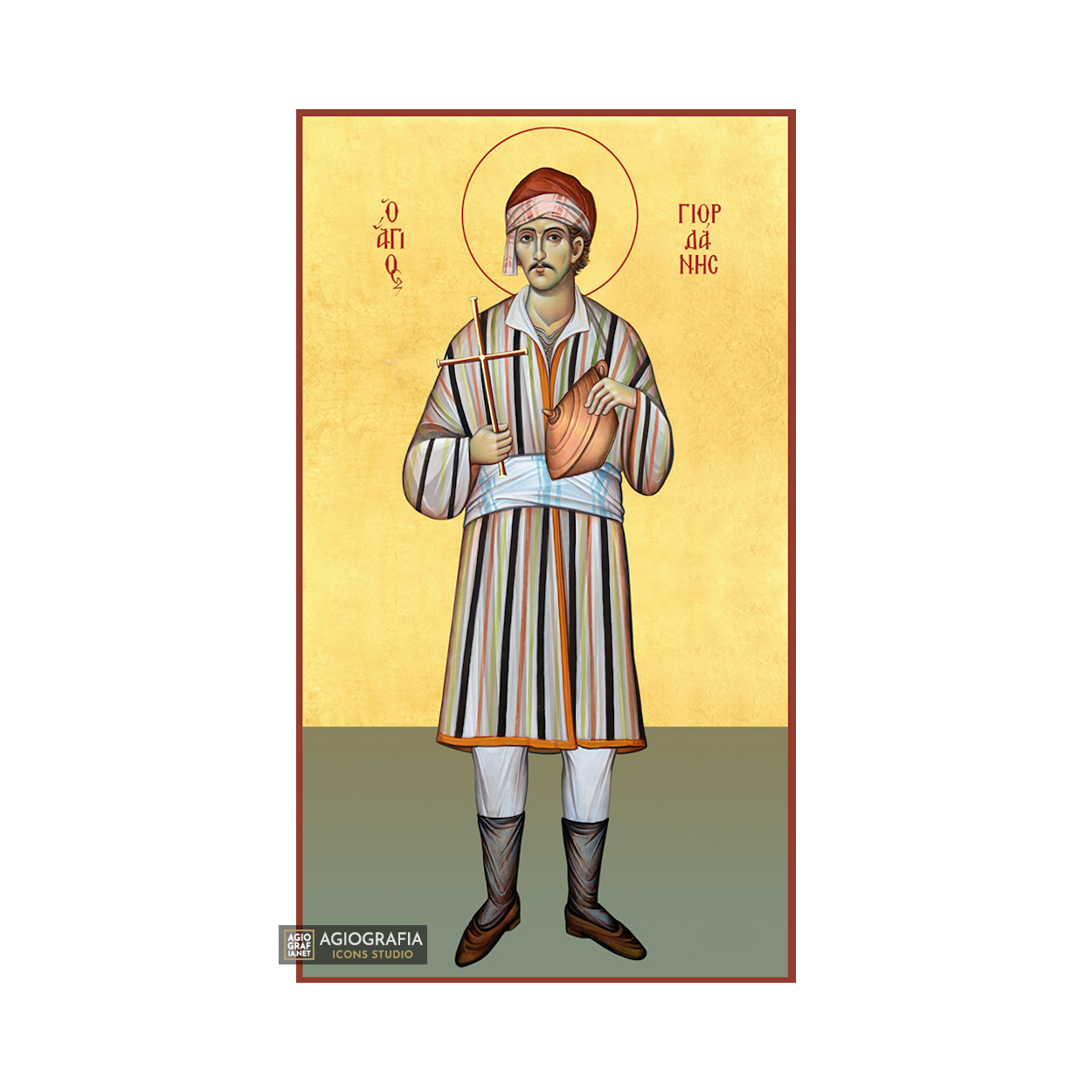 22k St Giordanis - Gold Leaf Background Christian Orthodox Icon
