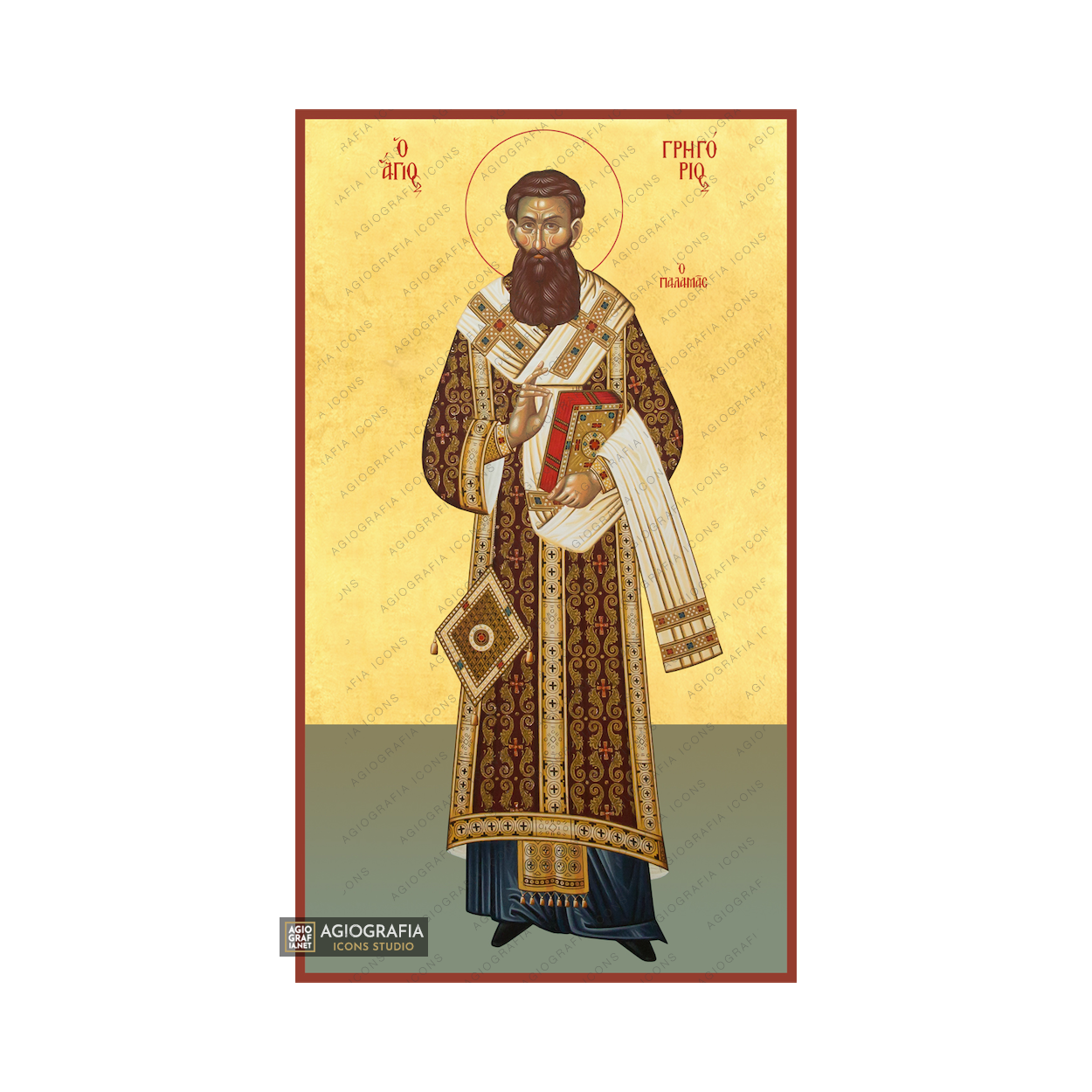 22k St Gregory Palamas - Exclusive Mt Athos Gold Leaf Orthodox Icon