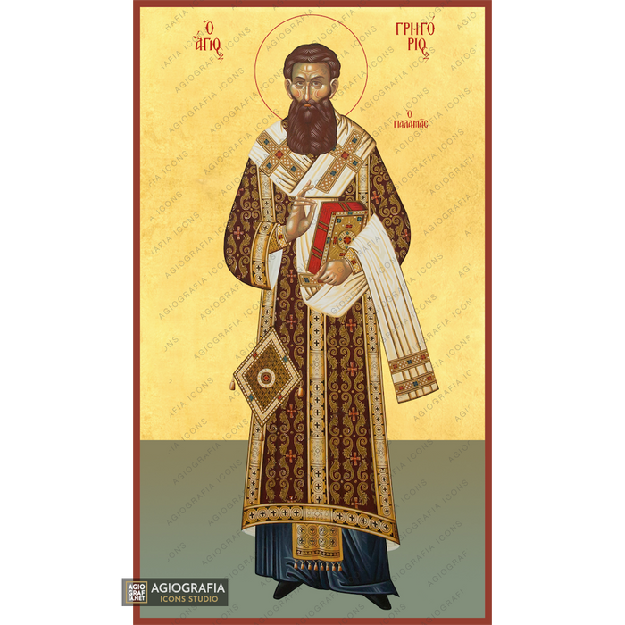 22k St Gregory Palamas - Exclusive Mt Athos Gold Leaf Orthodox Icon
